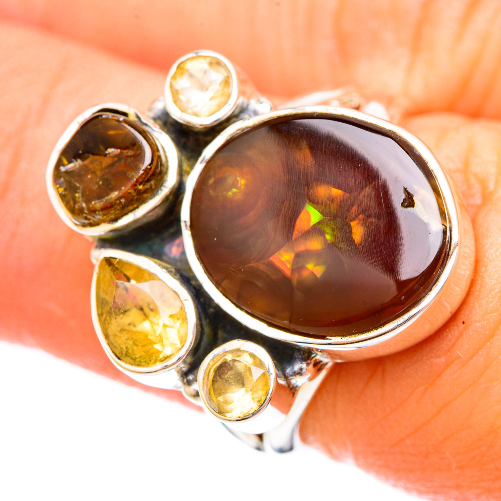 Mexican Fire Agate Rings handcrafted by Ana Silver Co - RING121652
