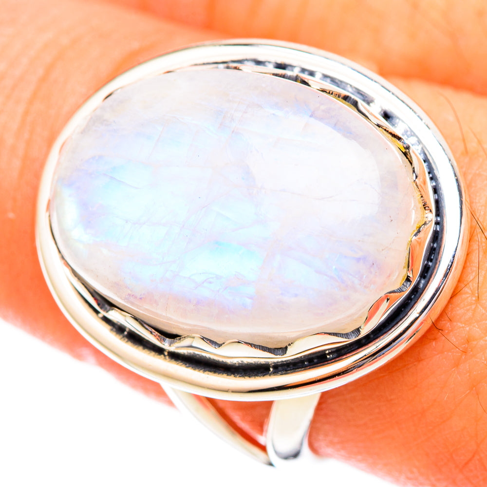 Rainbow Moonstone Rings handcrafted by Ana Silver Co - RING121662