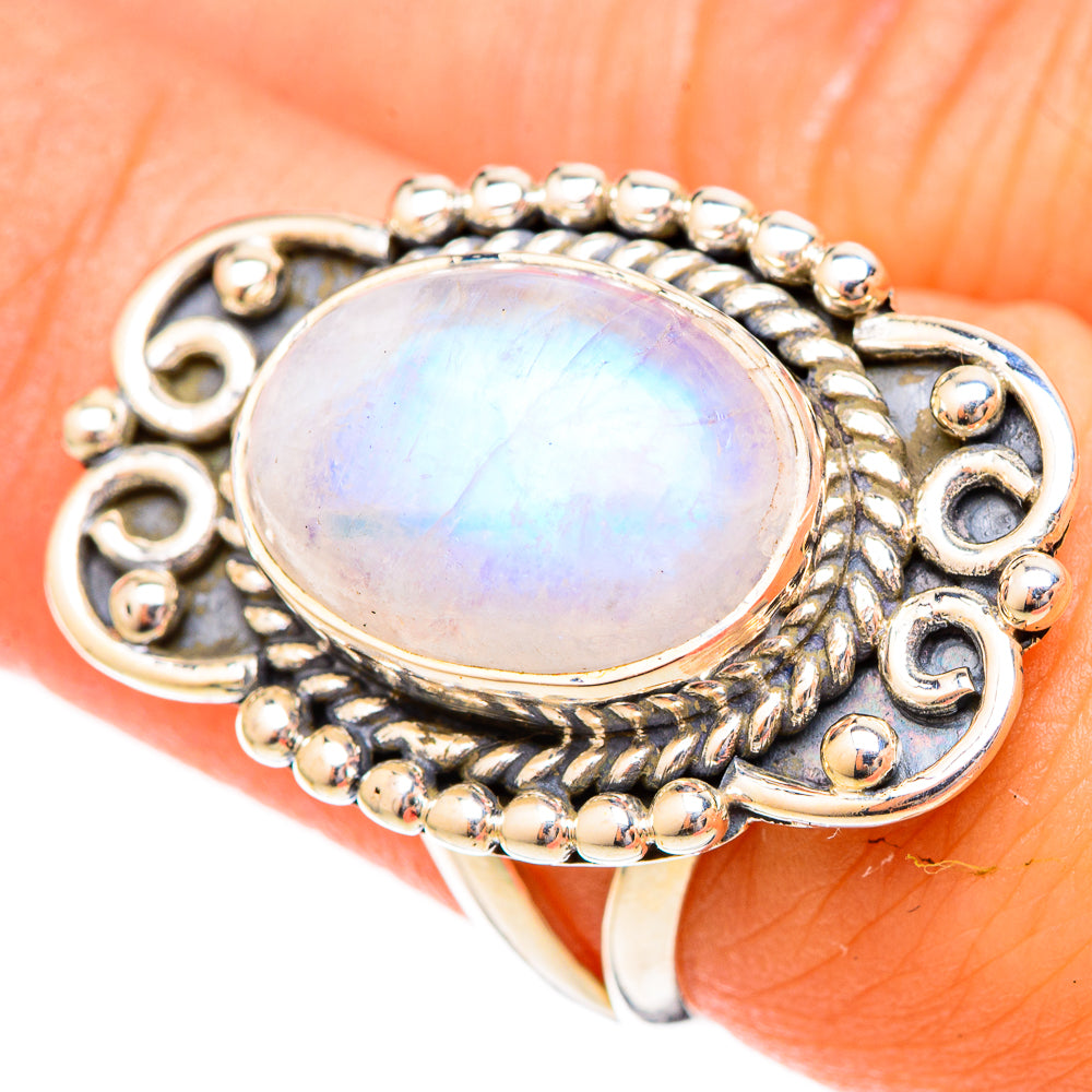 Rainbow Moonstone Rings handcrafted by Ana Silver Co - RING121663