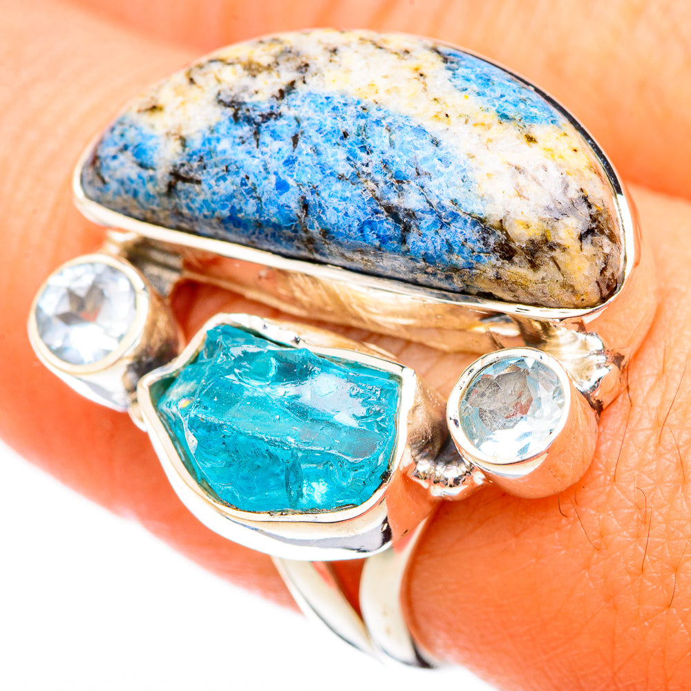 K2 Blue Azurite Rings handcrafted by Ana Silver Co - RING121675