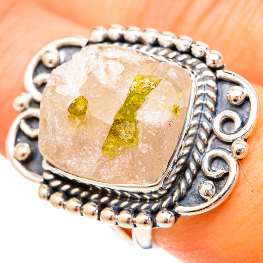 Green Tourmaline In Quartz Rings handcrafted by Ana Silver Co - RING121682