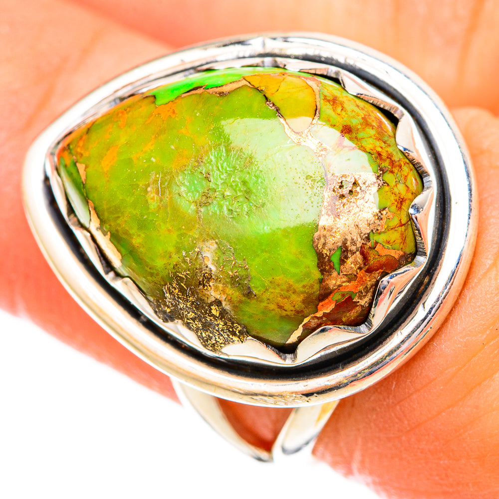 Green Copper Composite Turquoise Rings handcrafted by Ana Silver Co - RING121683