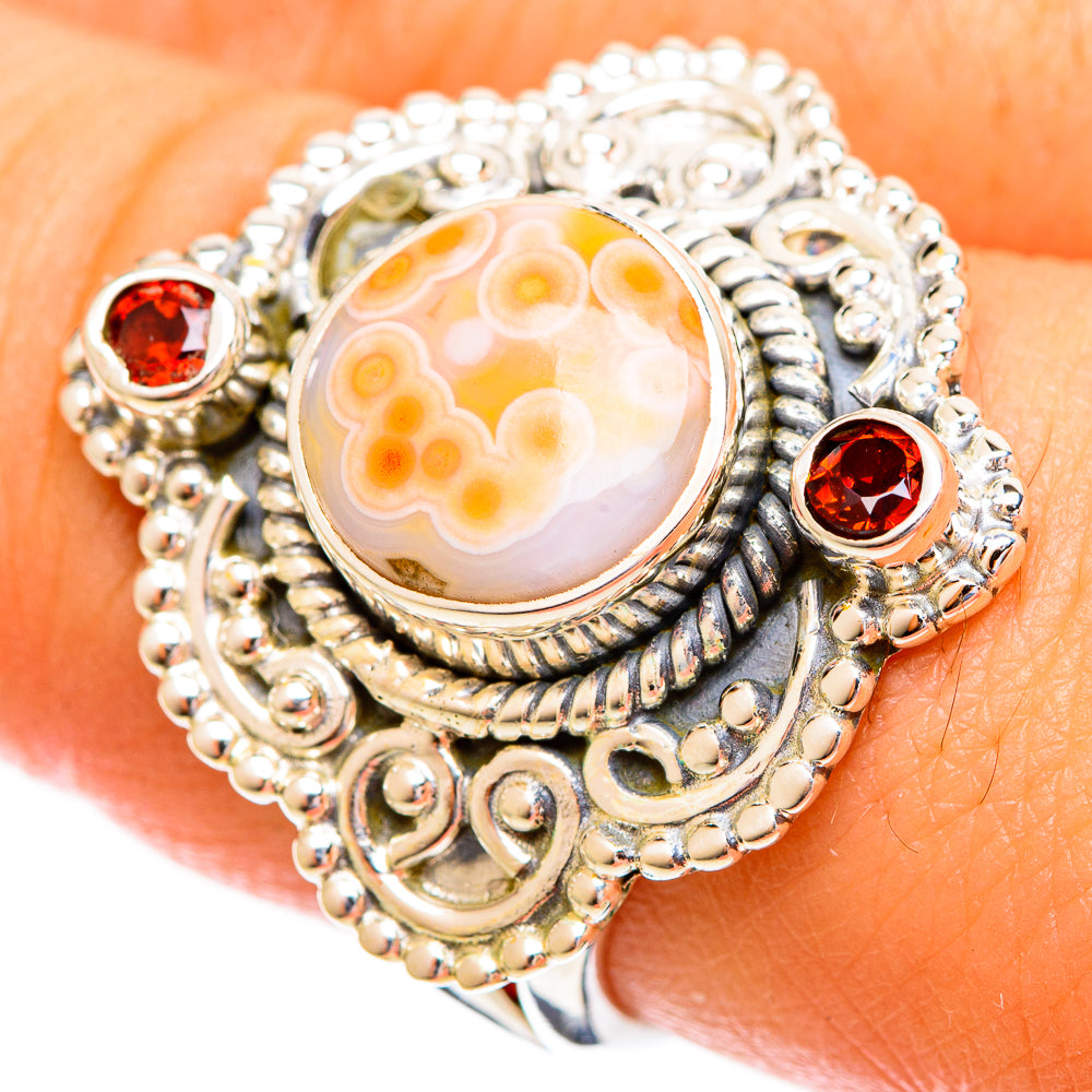 Fire Crab Agate Rings handcrafted by Ana Silver Co - RING121735