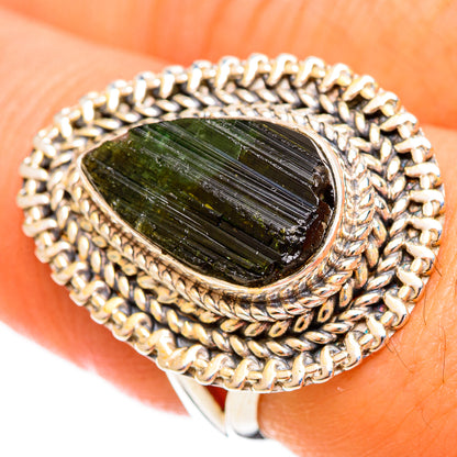 Green Tourmaline Rings handcrafted by Ana Silver Co - RING121751