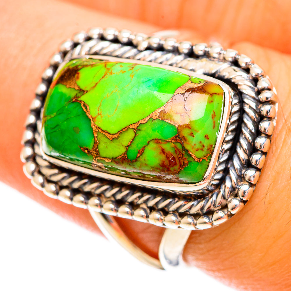 Green Copper Composite Turquoise Rings handcrafted by Ana Silver Co - RING121779