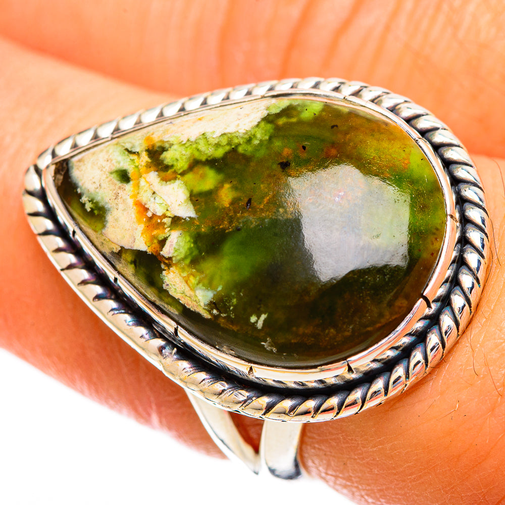 Australian Green Opal Rings handcrafted by Ana Silver Co - RING121808