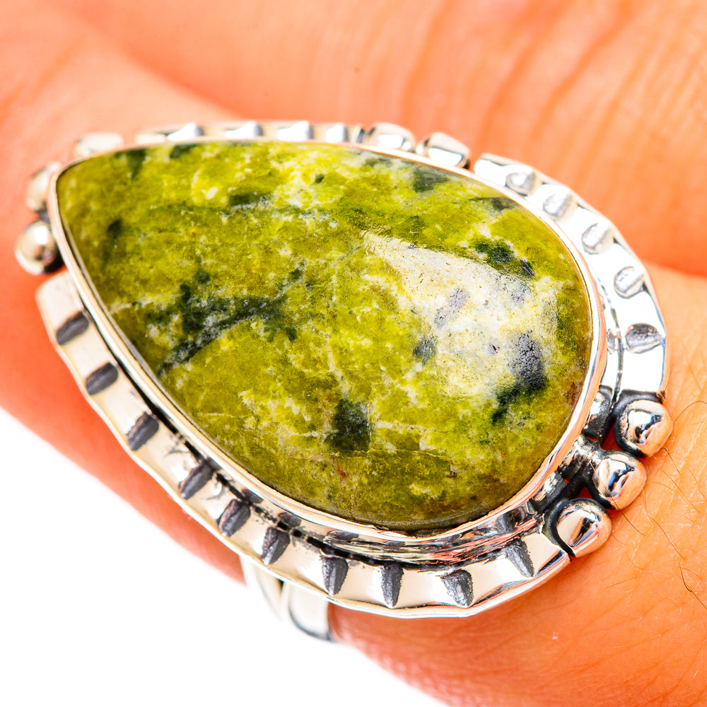 Serpentine Stone Rings handcrafted by Ana Silver Co - RING121815
