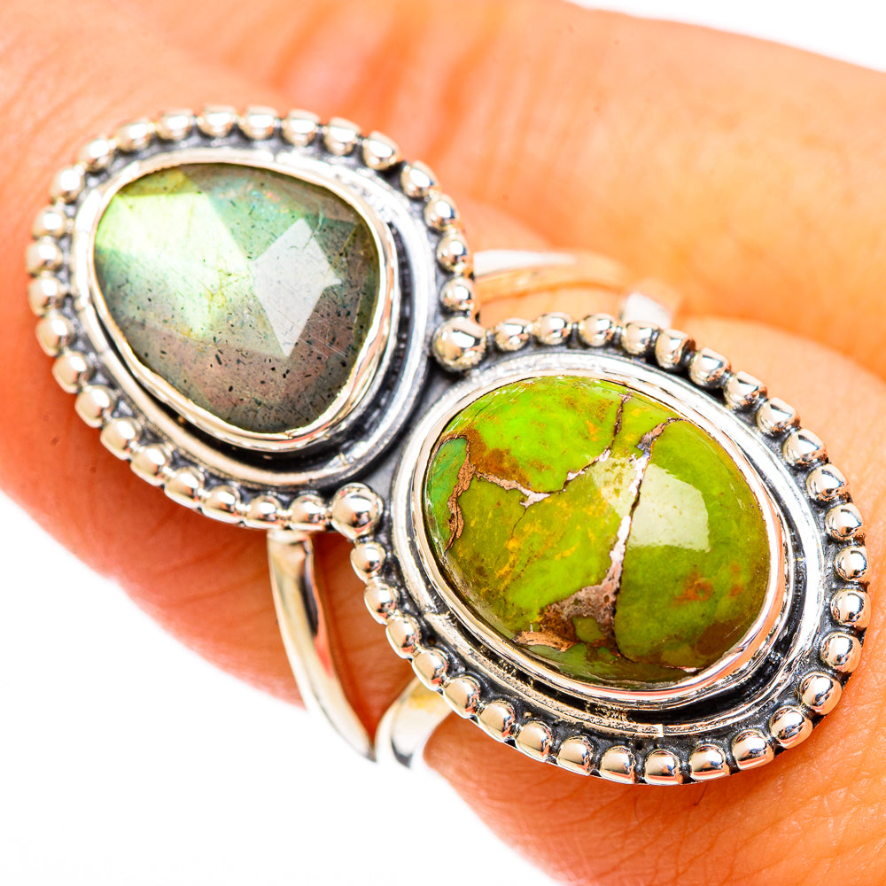 Green Copper Composite Turquoise Rings handcrafted by Ana Silver Co - RING121819