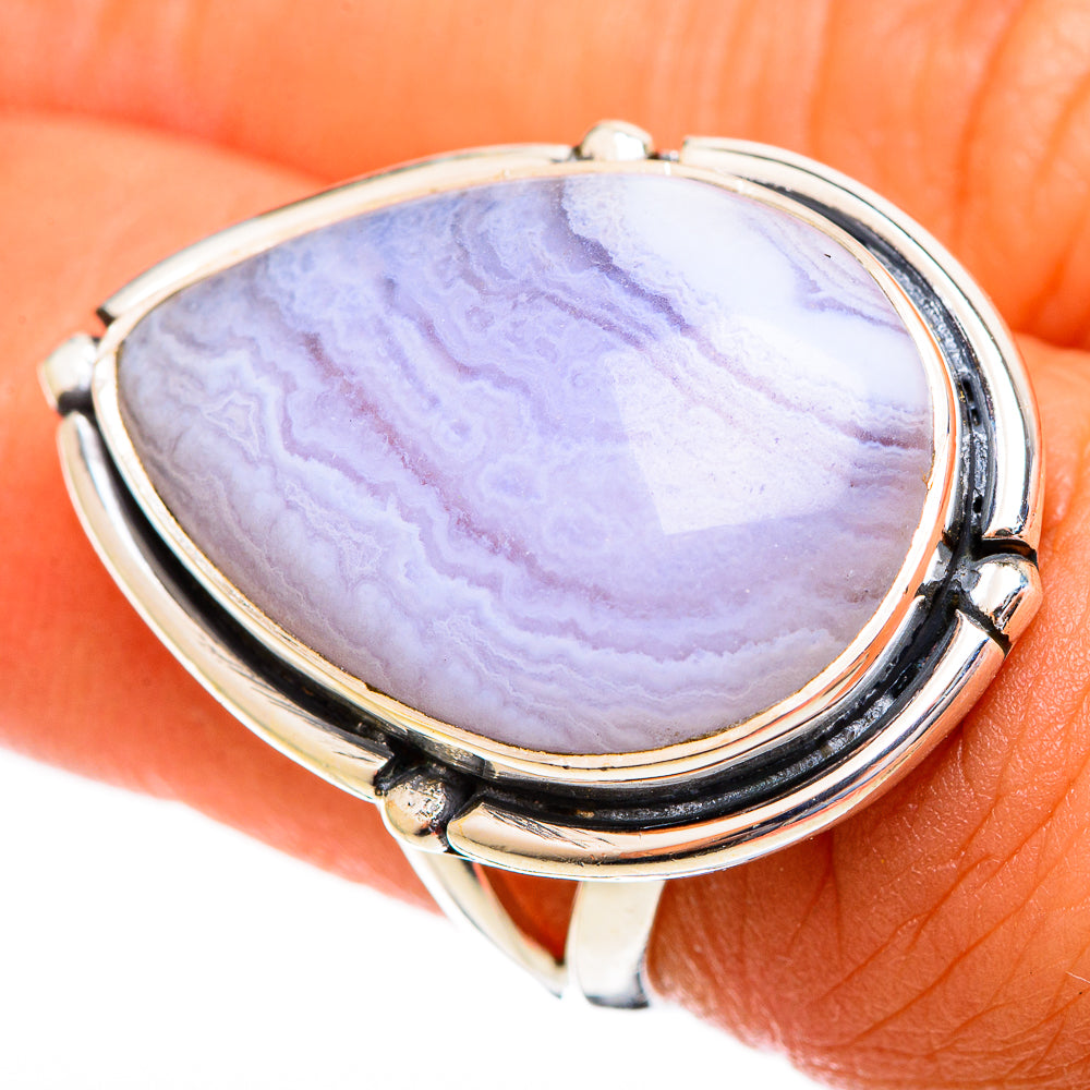 Blue Lace Agate Rings handcrafted by Ana Silver Co - RING121839