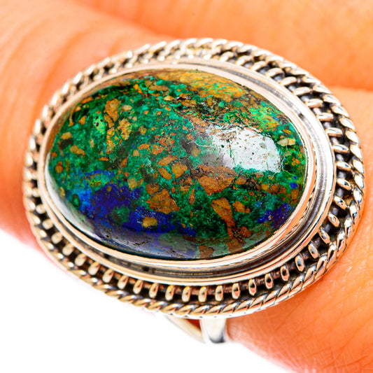 Azurite In Malachite Rings handcrafted by Ana Silver Co - RING121841