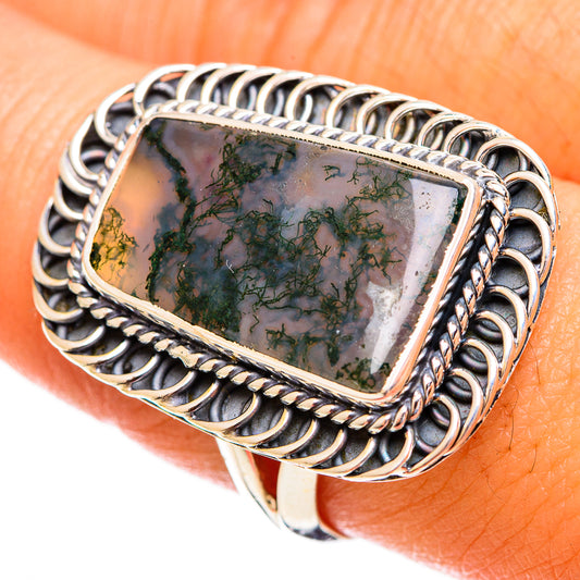 Green Moss Agate Rings handcrafted by Ana Silver Co - RING121864