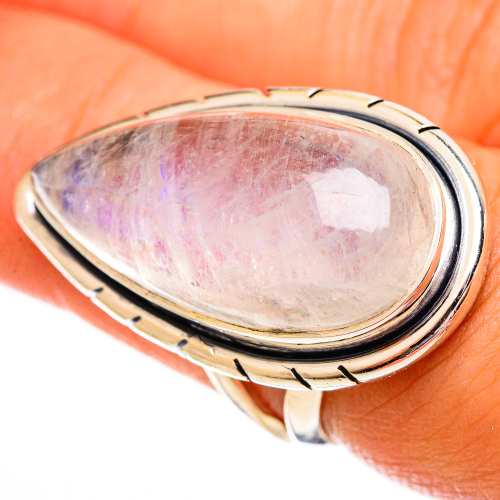 Rainbow Moonstone Rings handcrafted by Ana Silver Co - RING121889