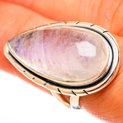 Rainbow Moonstone Rings handcrafted by Ana Silver Co - RING121889