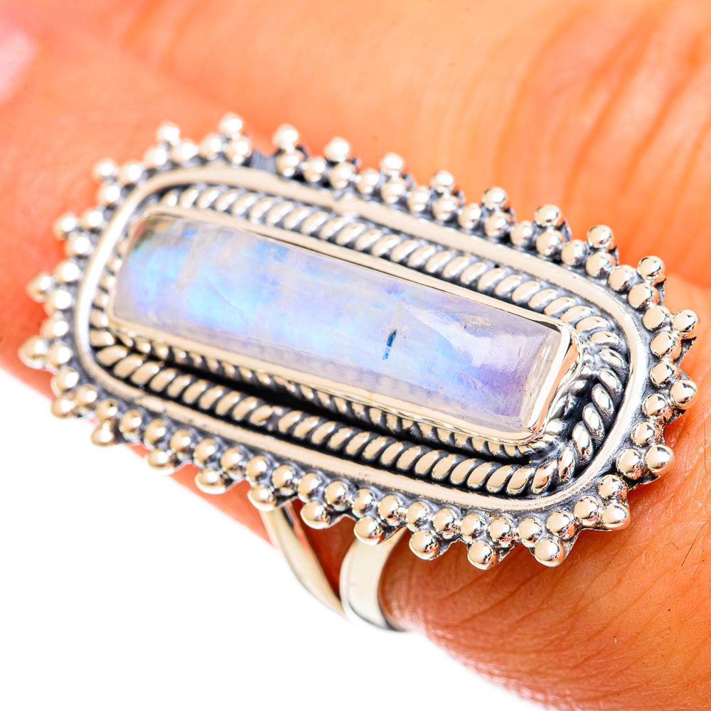 Rainbow Moonstone Rings handcrafted by Ana Silver Co - RING121891