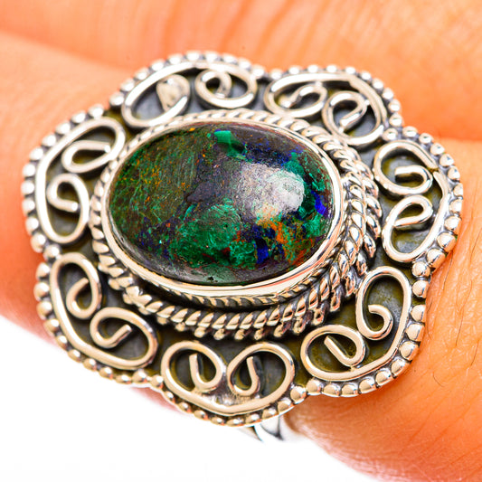 Azurite In Malachite Rings handcrafted by Ana Silver Co - RING121898