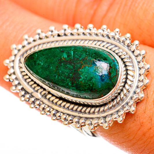 Azurite In Malachite Rings handcrafted by Ana Silver Co - RING121916