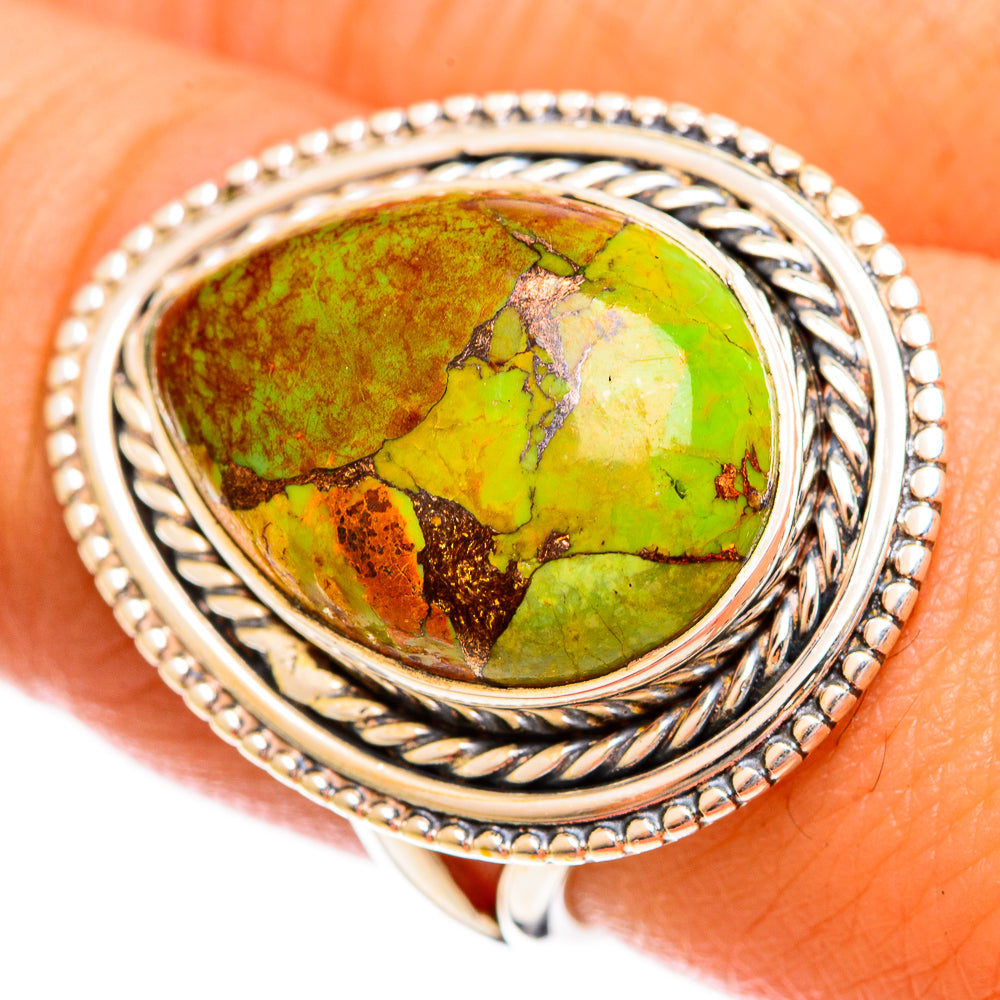 Green Copper Composite Turquoise Rings handcrafted by Ana Silver Co - RING121917