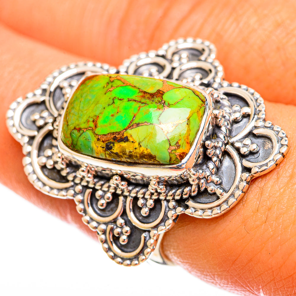 Green Copper Composite Turquoise Rings handcrafted by Ana Silver Co - RING121924