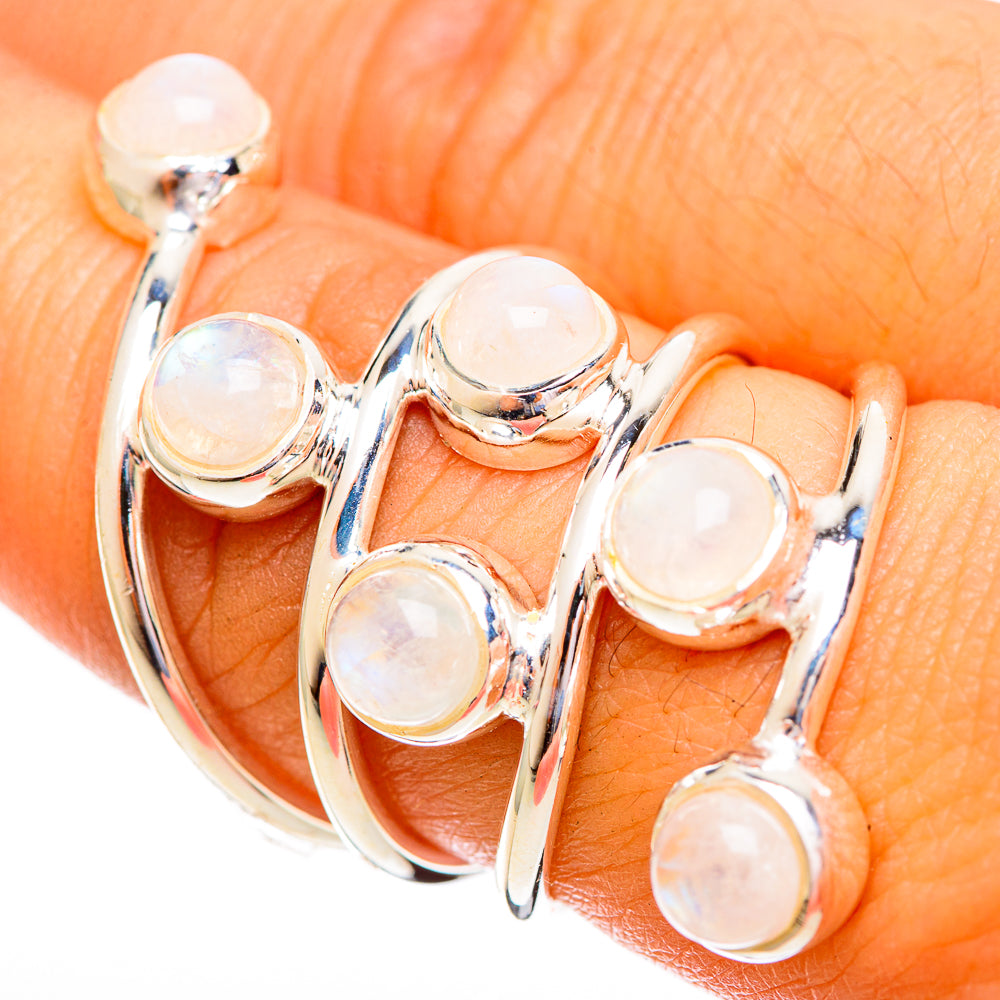 Rainbow Moonstone Rings handcrafted by Ana Silver Co - RING121936