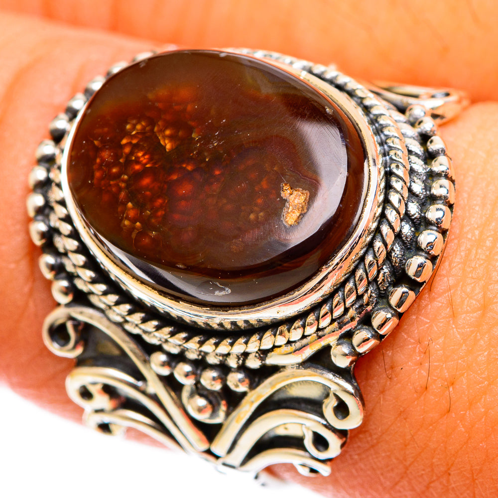 Mexican Fire Agate Rings handcrafted by Ana Silver Co - RING121979