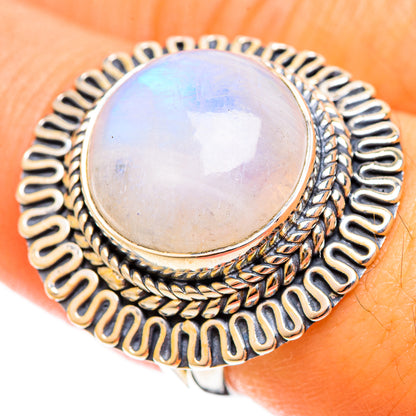 Rainbow Moonstone Rings handcrafted by Ana Silver Co - RING121991