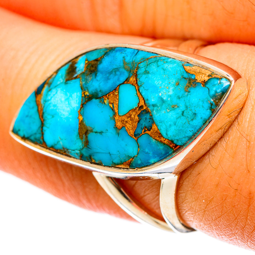 Blue Copper Composite Turquoise Rings handcrafted by Ana Silver Co - RING122000
