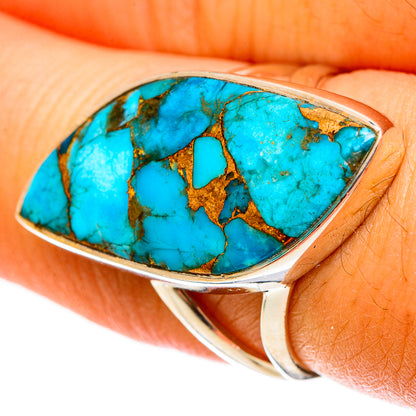 Blue Copper Composite Turquoise Rings handcrafted by Ana Silver Co - RING122000