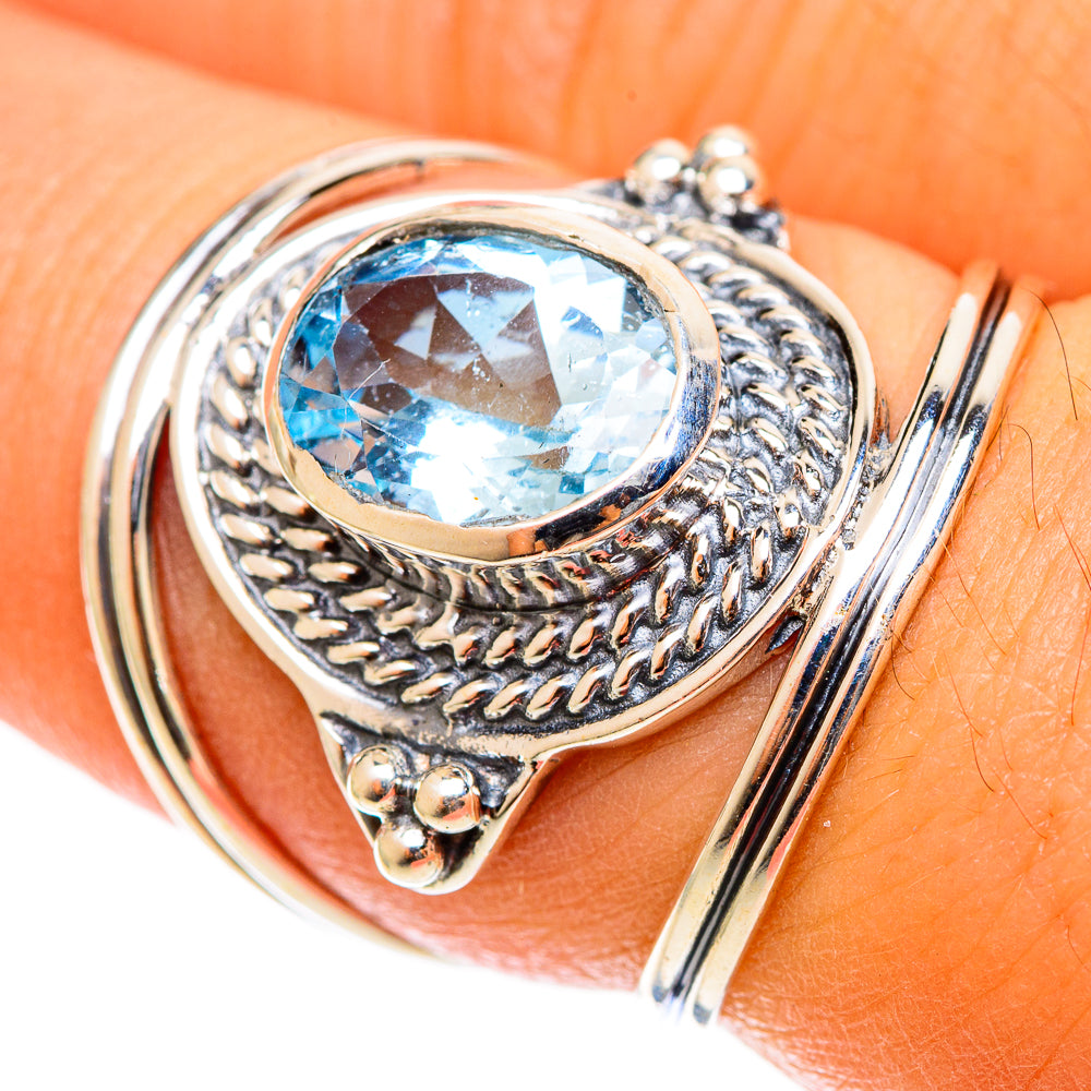 Blue Topaz Rings handcrafted by Ana Silver Co - RING122001