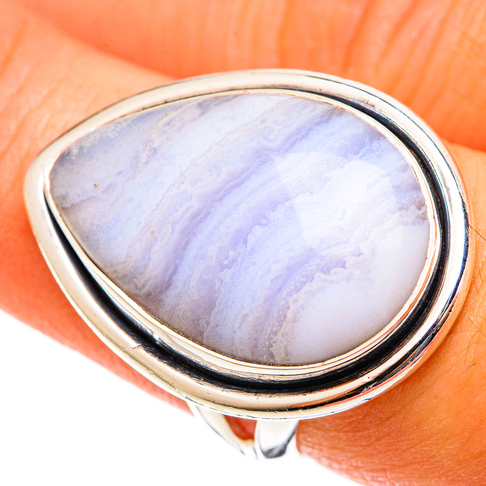 Blue Lace Agate Rings handcrafted by Ana Silver Co - RING122020