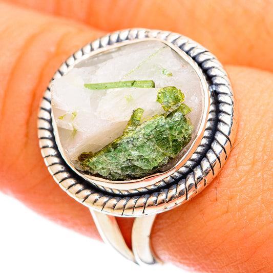 Green Tourmaline In Quartz Rings handcrafted by Ana Silver Co - RING122036