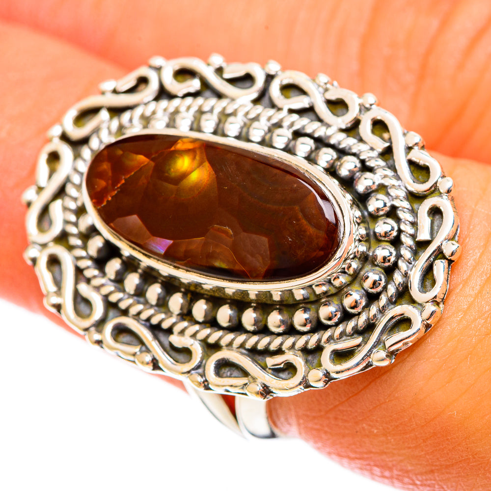 Mexican Fire Agate Rings handcrafted by Ana Silver Co - RING122039