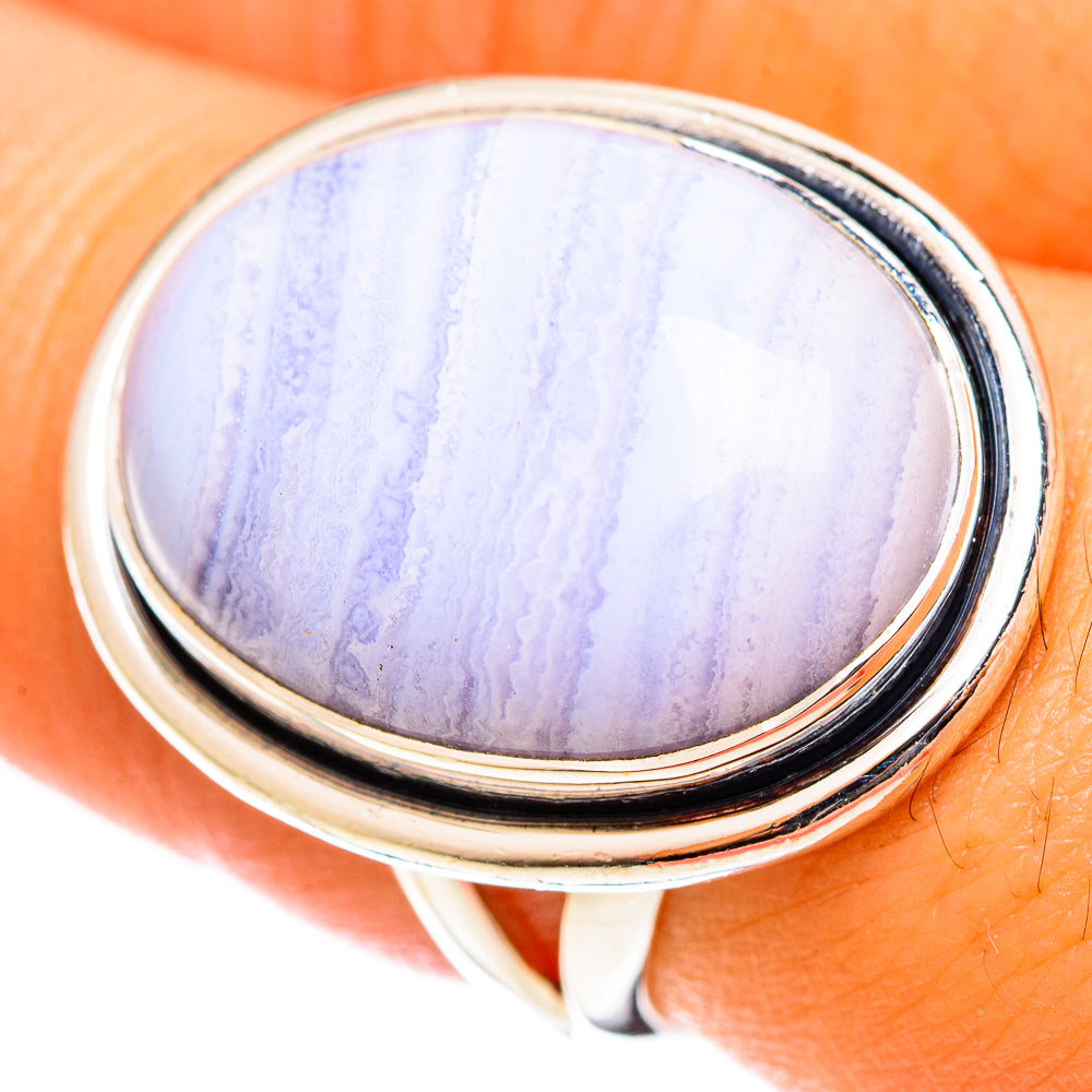 Blue Lace Agate Rings handcrafted by Ana Silver Co - RING122048