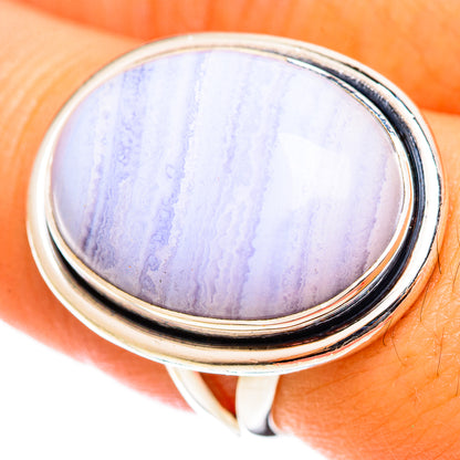 Blue Lace Agate Rings handcrafted by Ana Silver Co - RING122048