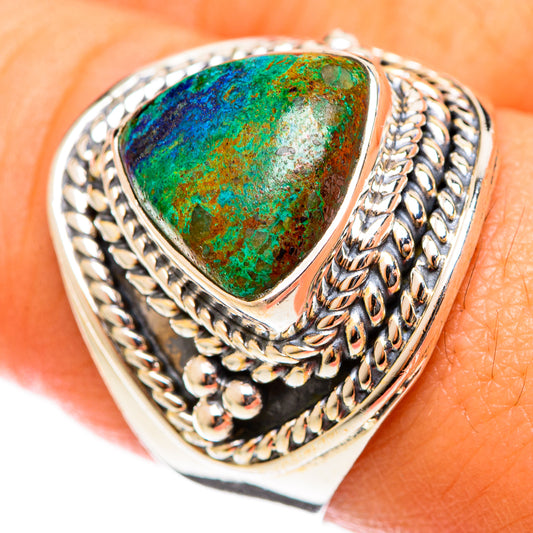 Azurite In Malachite Rings handcrafted by Ana Silver Co - RING122075