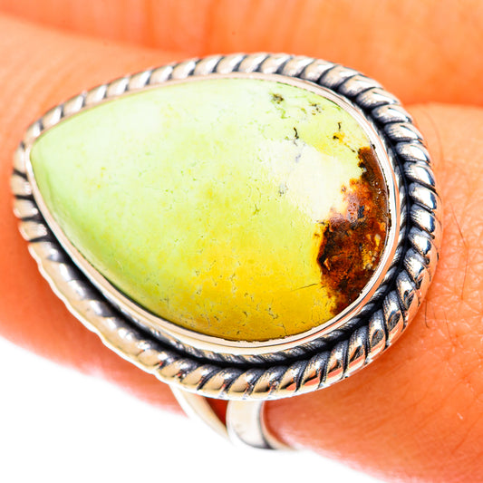 Lemon Chrysoprase Rings handcrafted by Ana Silver Co - RING122085