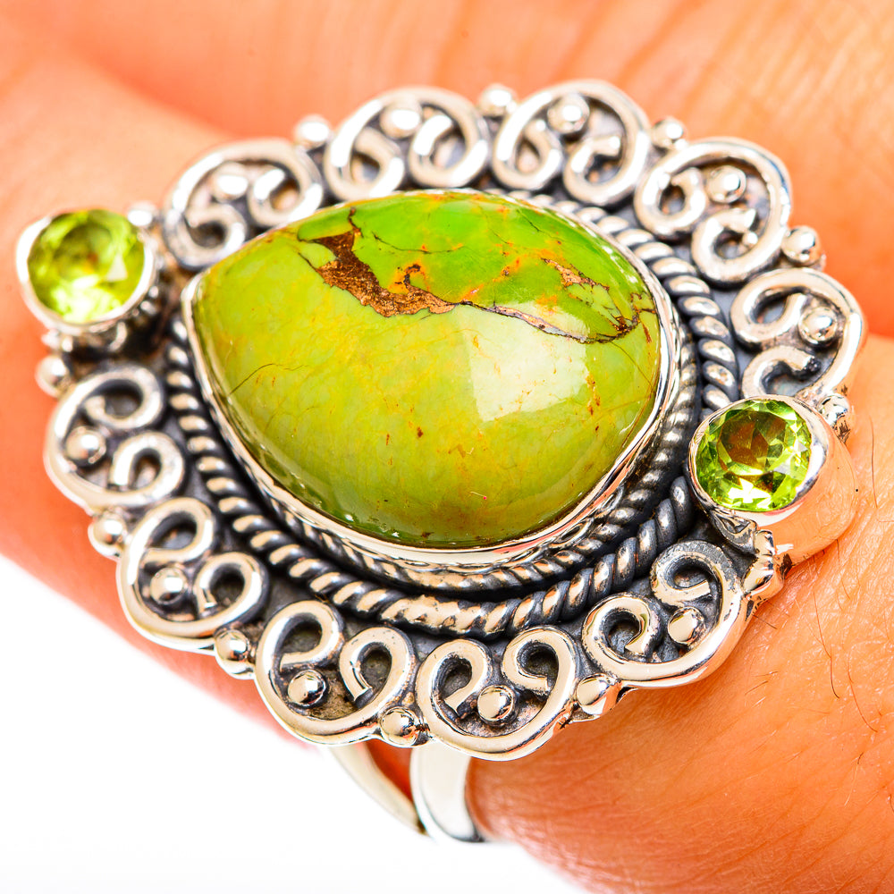 Green Copper Composite Turquoise Rings handcrafted by Ana Silver Co - RING122093