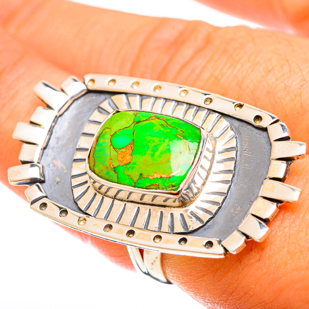 Green Copper Composite Turquoise Rings handcrafted by Ana Silver Co - RING122094