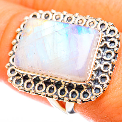 Rainbow Moonstone Rings handcrafted by Ana Silver Co - RING122110
