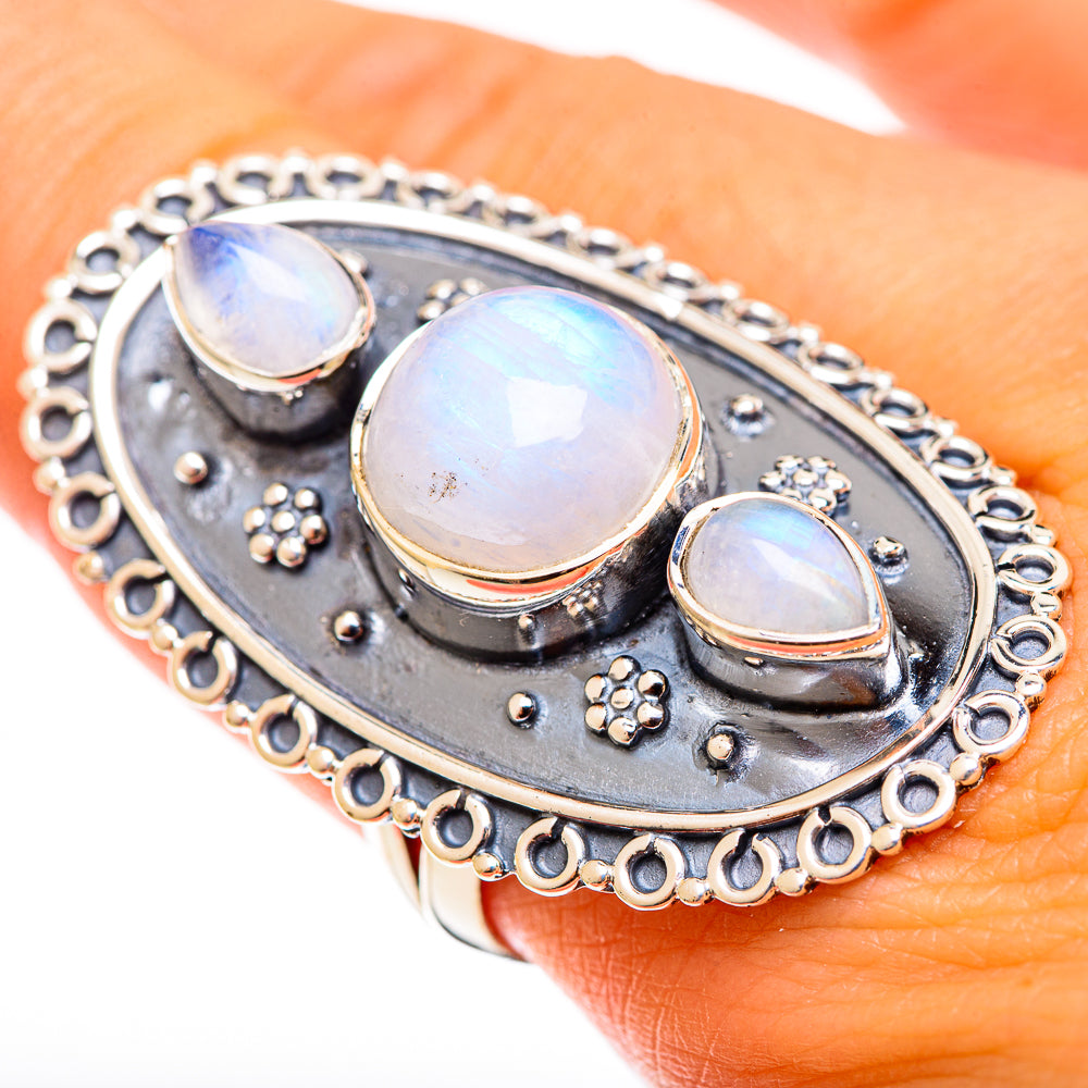 Rainbow Moonstone Rings handcrafted by Ana Silver Co - RING122112