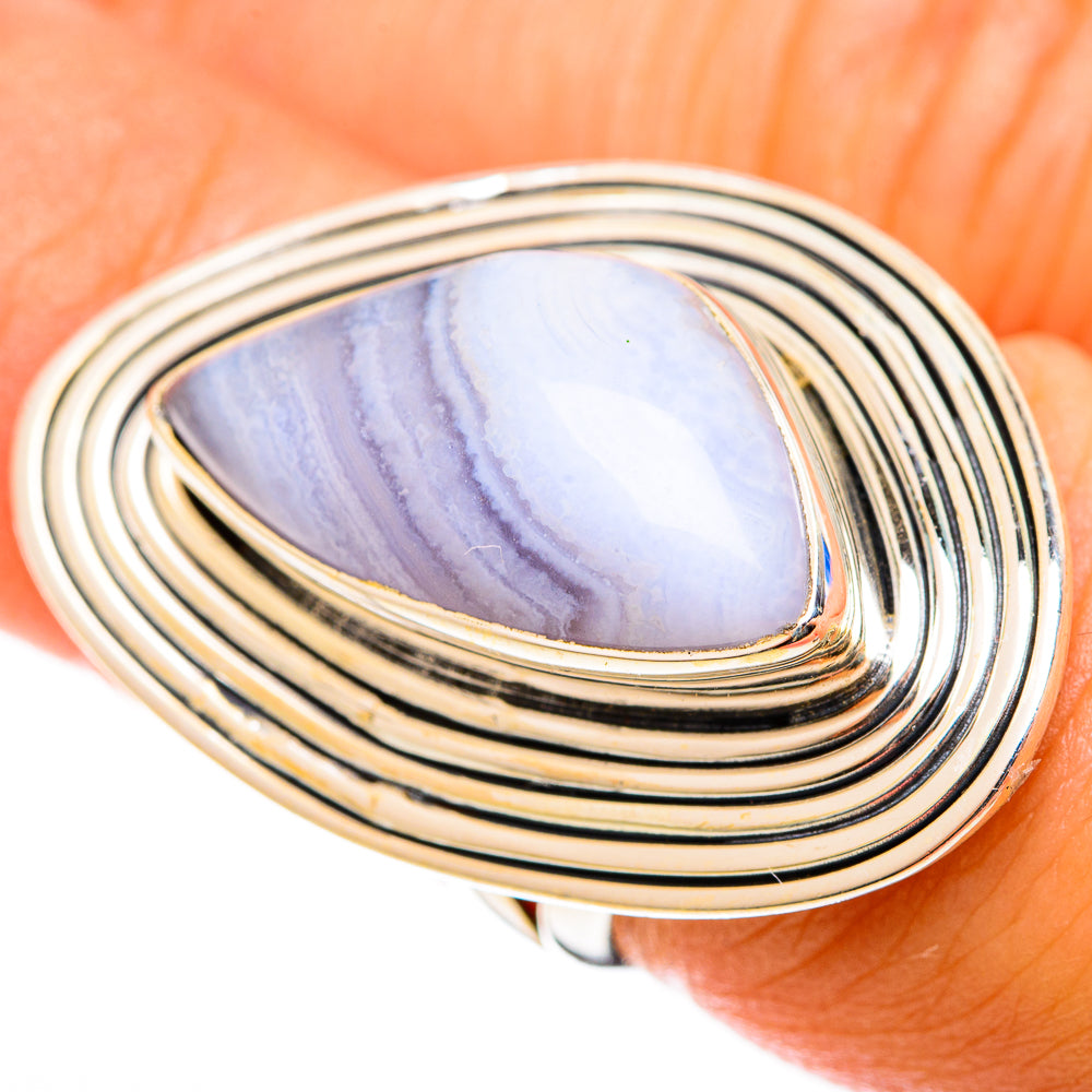 Blue Lace Agate Rings handcrafted by Ana Silver Co - RING122113