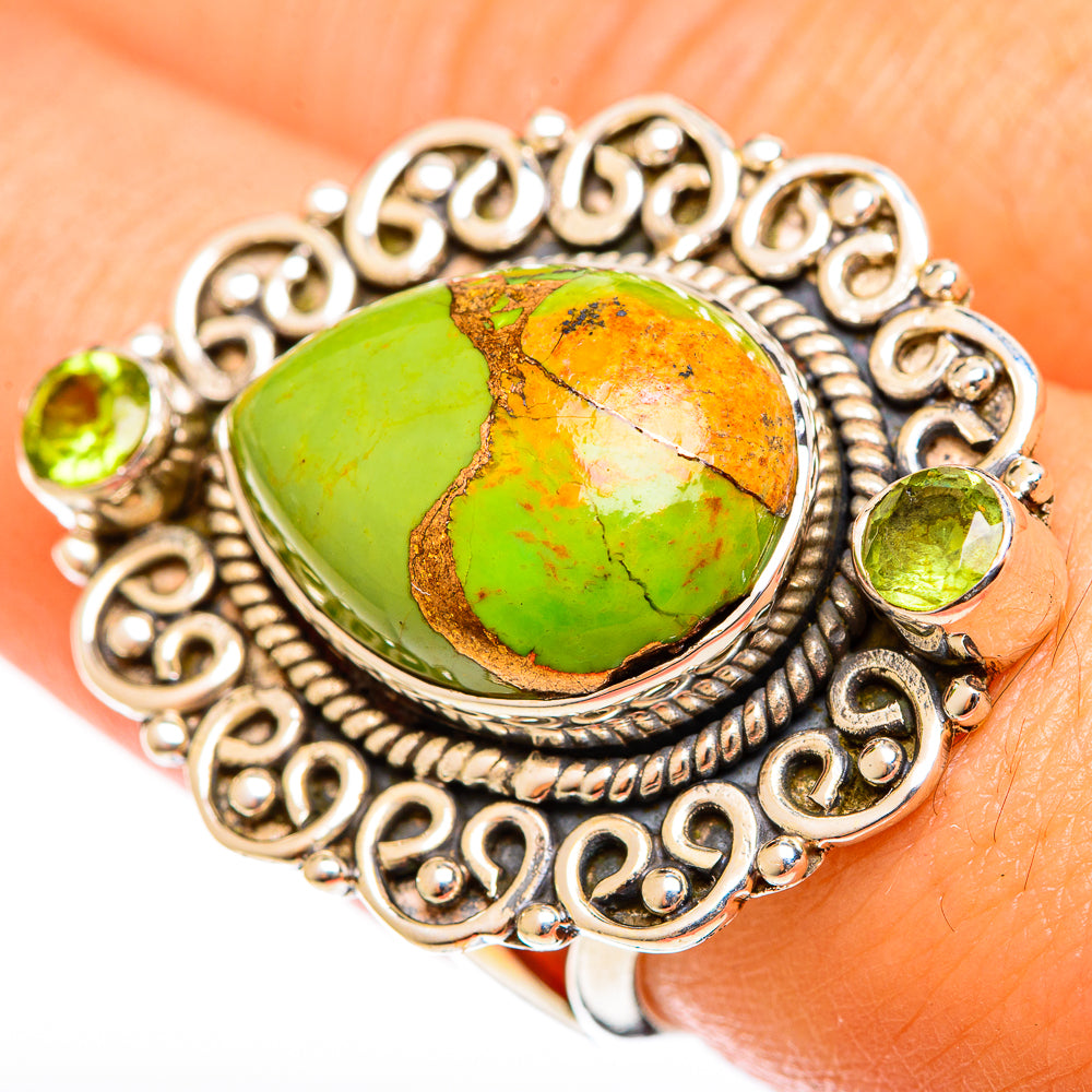 Green Copper Composite Turquoise Rings handcrafted by Ana Silver Co - RING122131