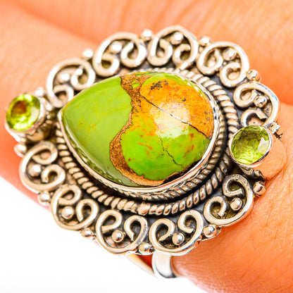 Green Copper Composite Turquoise Rings handcrafted by Ana Silver Co - RING122131