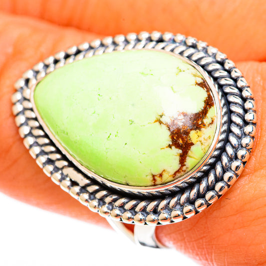 Lemon Chrysoprase Rings handcrafted by Ana Silver Co - RING122134