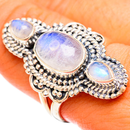 Rainbow Moonstone Rings handcrafted by Ana Silver Co - RING122150