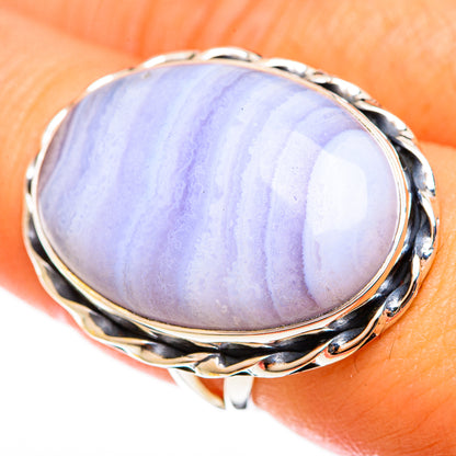 Blue Lace Agate Rings handcrafted by Ana Silver Co - RING122151