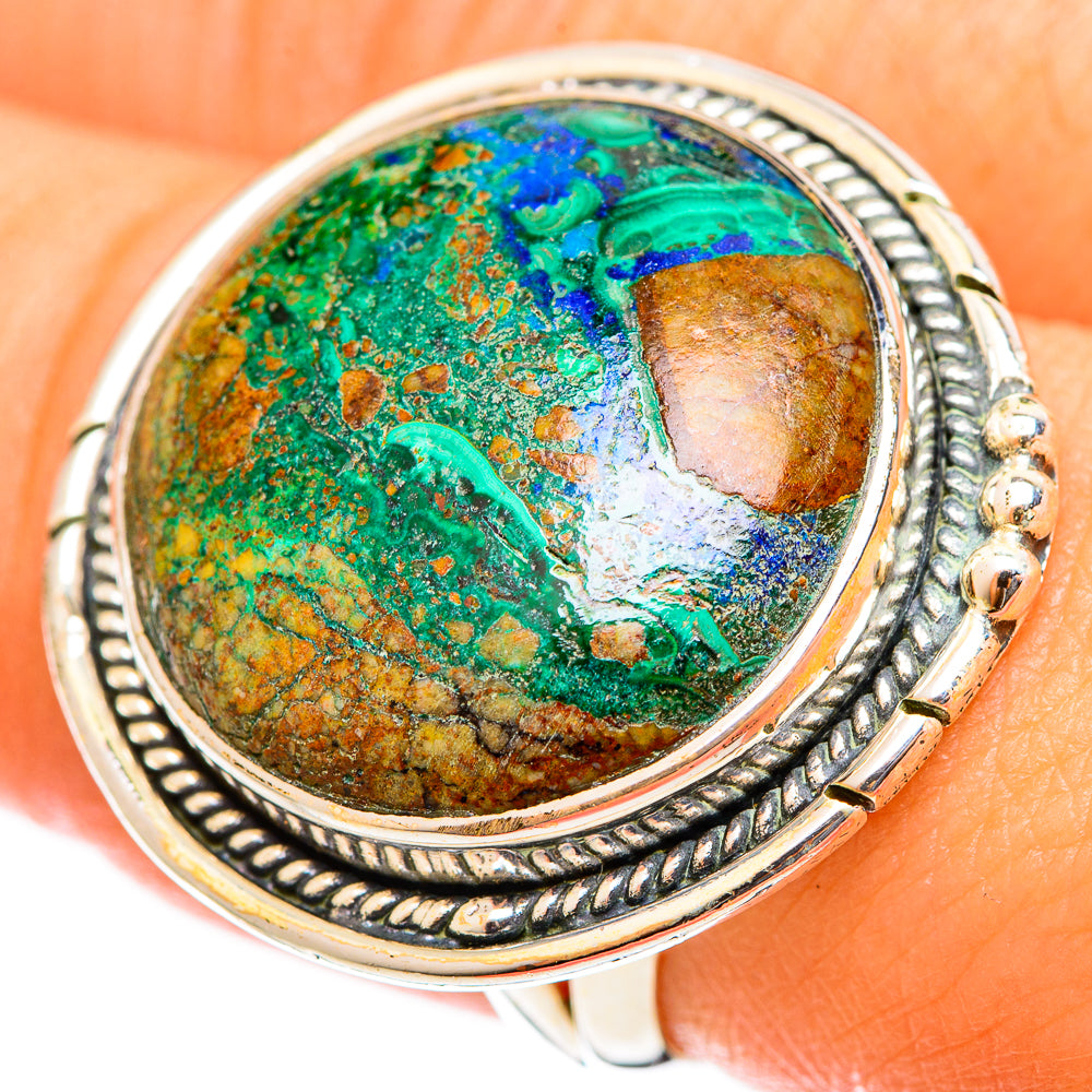 Azurite In Malachite Rings handcrafted by Ana Silver Co - RING122154