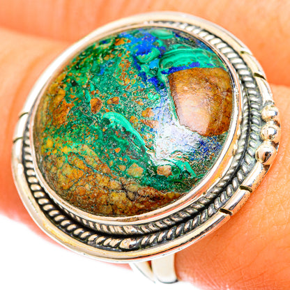 Azurite In Malachite Rings handcrafted by Ana Silver Co - RING122154