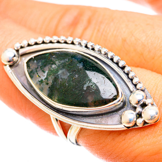 Green Moss Agate Rings handcrafted by Ana Silver Co - RING122173