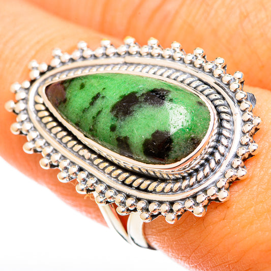 Ruby Zoisite Rings handcrafted by Ana Silver Co - RING122174