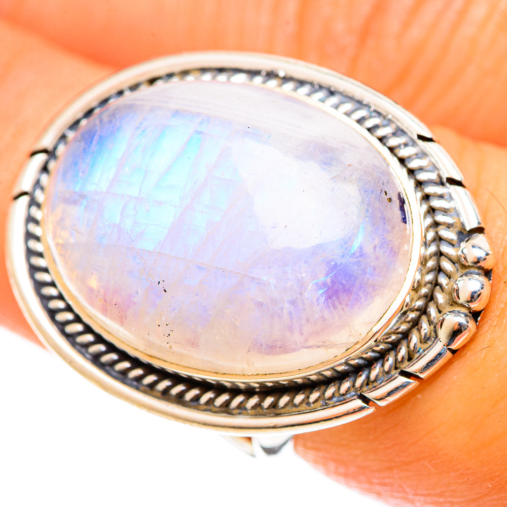 Rainbow Moonstone Rings handcrafted by Ana Silver Co - RING122194